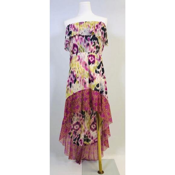 VTG Y2K Floral Strapless Dress Size S Anthropology Romantic Fairy Bohemian - Picture 3 of 5
